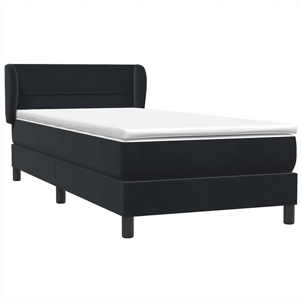 vidaXL Sommier &agrave; lattes de lit avec matelas noir 80x210 cm velours