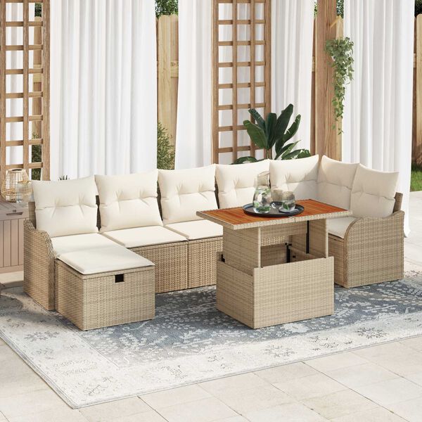 vidaXL Ensemble de canap&eacute; de jardin 8 pcs Beige Poly rotin