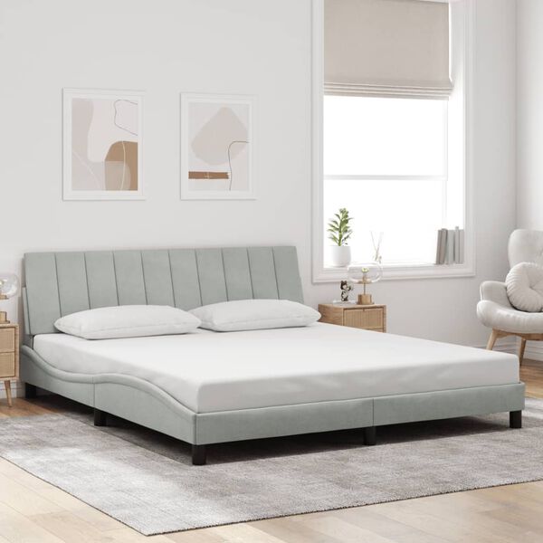 vidaXL Cadre de lit avec LED sans matelas Hanko gris clair 180x200cm velours
