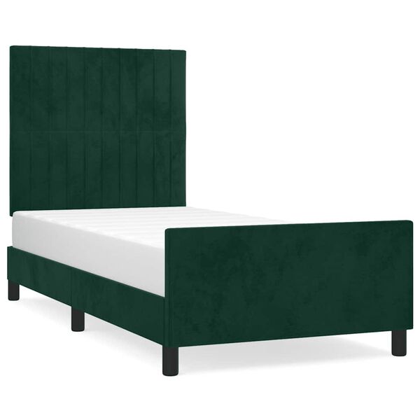 vidaXL Cadre de lit sans matelas vert fonc&eacute; 90x190 cm velours