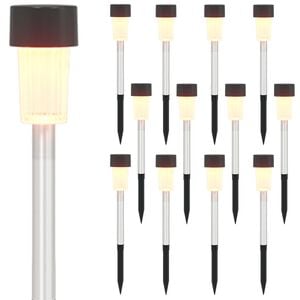 vidaXL Lampes solaires ext&eacute;rieures avec pique de sol 12 pc Blanc chaud