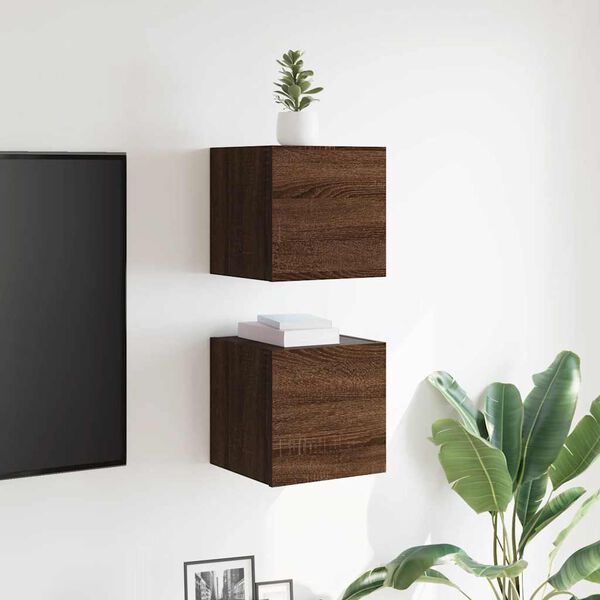 vidaXL Meubles TV muraux 2 pcs Ch&ecirc;ne marron 30,5x30x30 cm