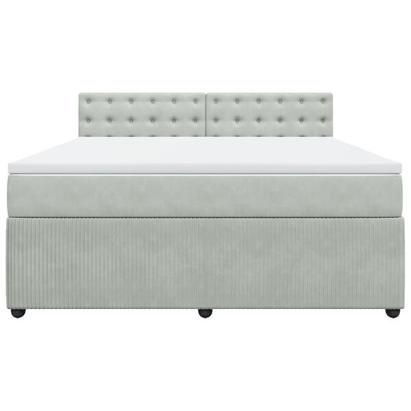 vidaXL Sommier &agrave; lattes de lit et matelas Gris clair 180x200cm Velours