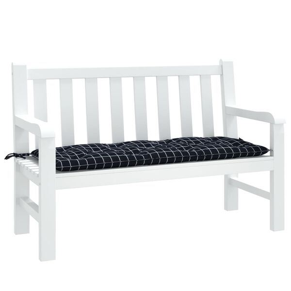 vidaXL Coussin de banc de jardin carreaux noir 120x50x7 cm tissu