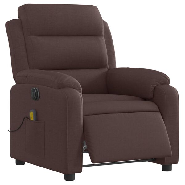 vidaXL Fauteuil de massage inclinable électrique Marron foncé Tissu