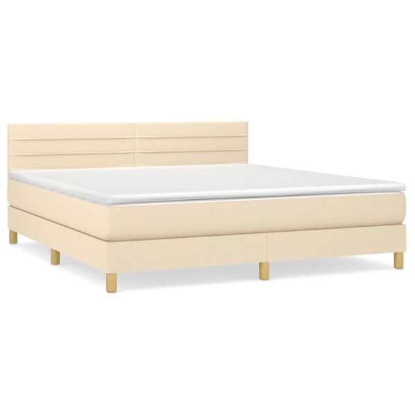 vidaXL Sommier &agrave; lattes de lit avec matelas Cr&egrave;me 160x200 cm Tissu