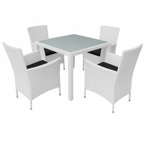 vidaXL Salon de jardin 5 pcs R&eacute;sine tress&eacute;e Blanc-cr&egrave;me