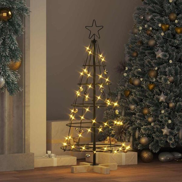 vidaXL Arbre en c&ocirc;ne de No&euml;l avec support Noir 90 cm Acier