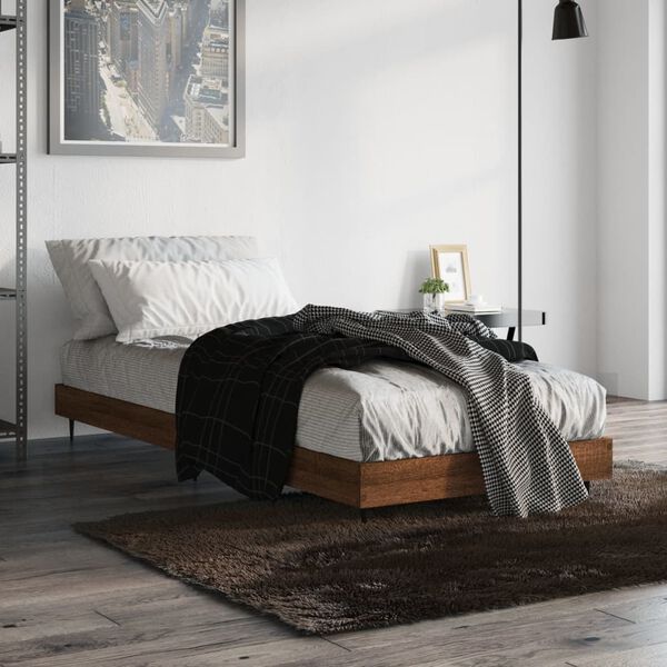 vidaXL Cadre de lit sans matelas ch&ecirc;ne marron 75x190cm bois ing&eacute;nierie
