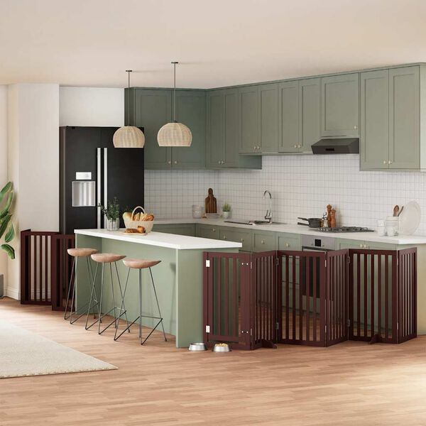 vidaXL Barri&egrave;re pour chien porte pliable 15 panneaux bois de peuplier