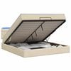 vidaXL Lit coffre avec matelas et LED Cr&egrave;me 180 x 200 cm Tissu