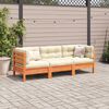 vidaXL Salon de jardin 3 pcs avec coussins cire marron bois pin massif
