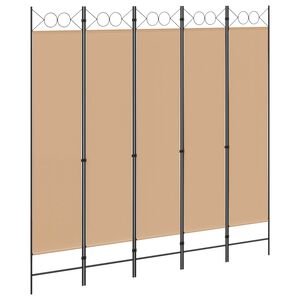 vidaXL Paravent 5 panneaux Beige 200 x 200 cm Tissu