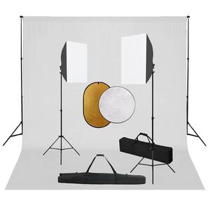 vidaXL Kit de studio photo bo&icirc;tes &agrave; lumi&egrave;re toile de fond r&eacute;flecteur
