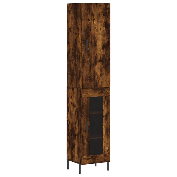vidaXL Buffet haut Ch&ecirc;ne fum&eacute; 34,5x34x180 cm Bois d'ing&eacute;nierie