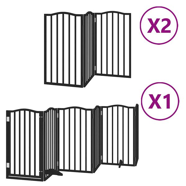 vidaXL Barri&egrave;re pour chien porte pliable 12panneaux noir bois peuplier