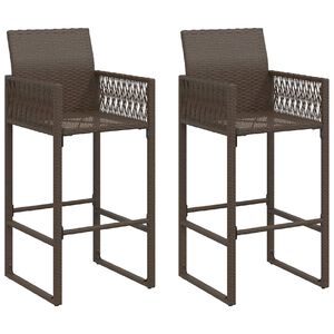 vidaXL Tabourets de bar de jardin lot de 2 marron r&eacute;sine tress&eacute;e