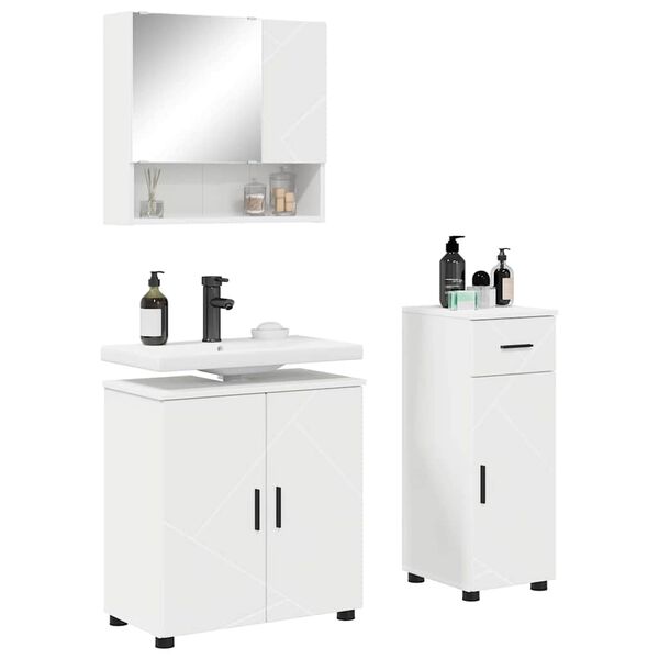 vidaXL Ensemble de mobilier de salle de bain avec tiroir 3 pcs Blanc