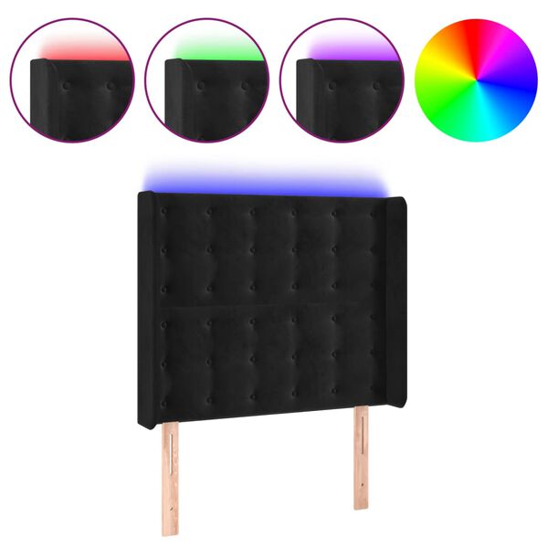 vidaXL T&ecirc;te de lit &agrave; LED Noir 103x16x118/128 cm Velours