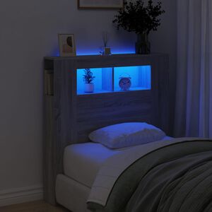 vidaXL T&ecirc;te de lit &agrave; LED sonoma gris 100x18,5x103,5 cm bois ing&eacute;nierie