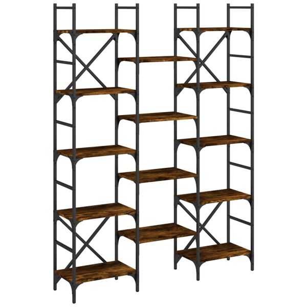 vidaXL Bibliothèque chêne fumé 127,5x28,5x172,5 cm bois d'ingénierie