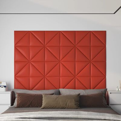 vidaXL Panneaux muraux 12 pcs Rouge 30x30 cm Similicuir 0,54 m²