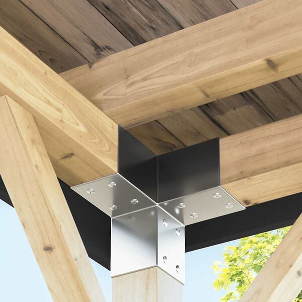 vidaXL Connecteurs de poteau 4 pcs Forme en Y M&eacute;tal galvanis&eacute; 71x71 mm