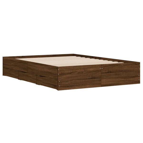 vidaXL Cadre de lit avec tiroirs sans matelas chêne marron 120x190 cm