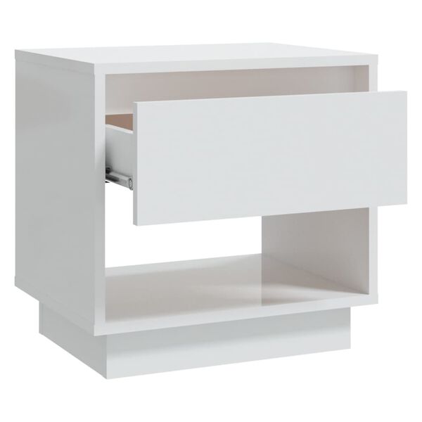 vidaXL Table de chevet Blanc brillant 45x34x44 cm bois d'ing&eacute;nierie