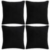 vidaXL Housses de coussin 4 pcs Tissu 80x80 cm Noir