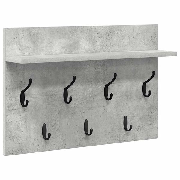 vidaXL Porte-manteau mural avec &eacute;tag&egrave;re Gris b&eacute;ton 60 x 40 x 12 cm