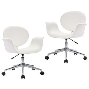 vidaXL Chaises pivotantes &agrave; manger lot de 2 blanc similicuir