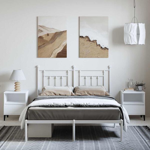 vidaXL Cadre de lit m&eacute;tal sans matelas et t&ecirc;te de lit blanc 150x200 cm