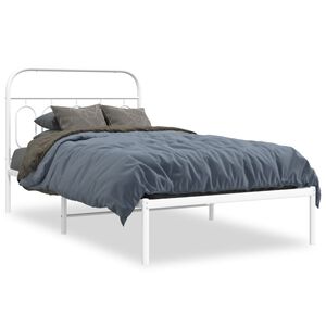 vidaXL Cadre de lit m&eacute;tal sans matelas et t&ecirc;te de lit blanc 107x203 cm