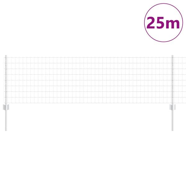 vidaXL Cl&ocirc;ture avec poteau Argent&eacute; 0,6 x 25 m Acier