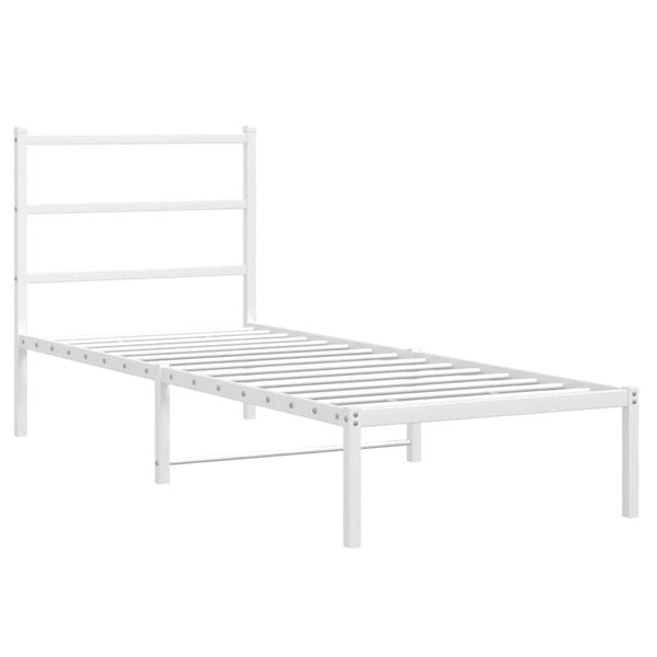 vidaXL Cadre de lit m&eacute;tal sans matelas avec t&ecirc;te de lit blanc 80x200cm