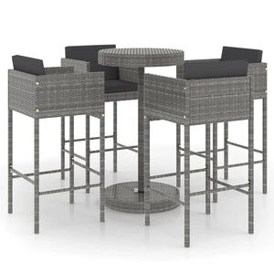 vidaXL Ensemble de bar de jardin 5 pcs et coussins R&eacute;sine tress&eacute;e Gris