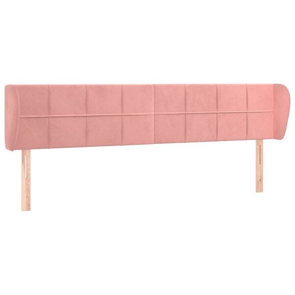 vidaXL Tête de lit avec oreilles Rose 183x23x78/88 cm Velours