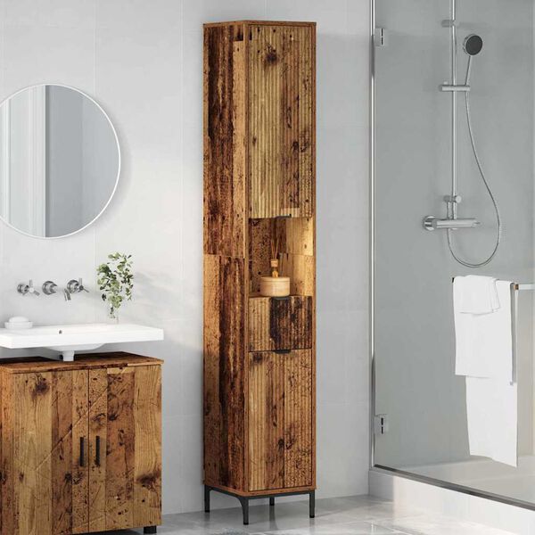 vidaXL Cabinet de salle de bain Bois Ancien 31,5 x 33 x 190 cm