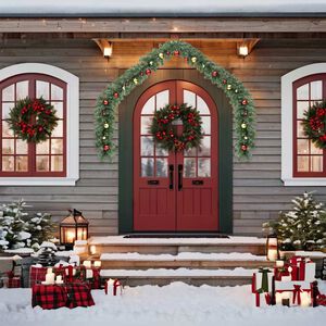 vidaXL Guirlande de No&euml;l d&eacute;cor&eacute;e avec boules et lumi&egrave;res LED 5 m