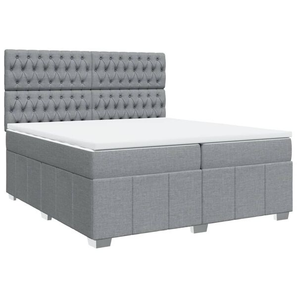 vidaXL Sommier &agrave; lattes de lit avec matelas Gris clair 200x200cm Tissu