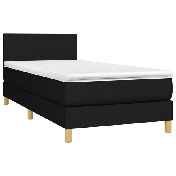 vidaXL Sommier &agrave; lattes de lit avec matelas LED Noir 100x200 cm Tissu
