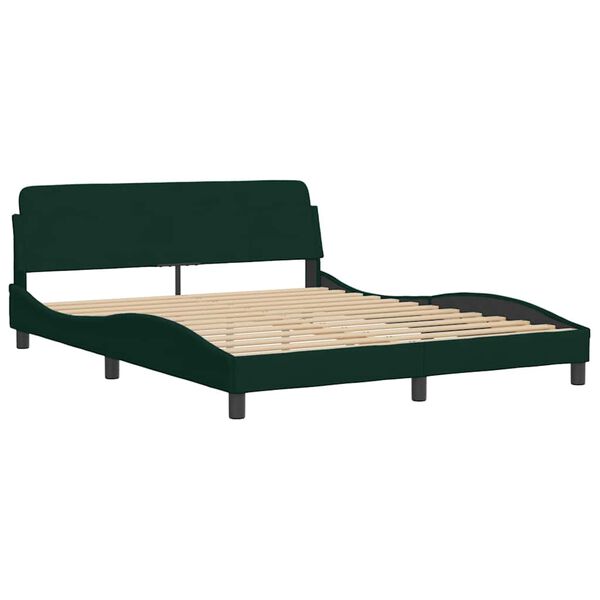 vidaXL Lit avec matelas Dover vert fonc&eacute; 160x200 cm velours