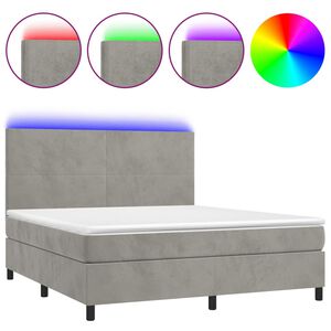 vidaXL Sommier &agrave; lattes de lit avec matelas LED Gris clair 180x200 cm