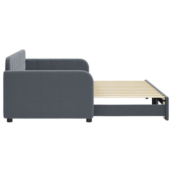 vidaXL Lit de jour avec gigogne sans matelas gris fonc&eacute; 90x200 cm