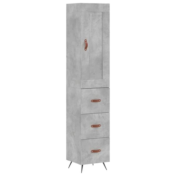 vidaXL Buffet haut Gris b&eacute;ton 34,5x34x180 cm Bois d'ing&eacute;nierie
