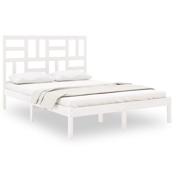 vidaXL Cadre de lit sans matelas blanc bois massif 140x200 cm