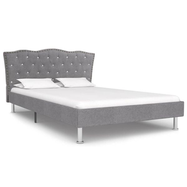 vidaXL Lit et matelas &agrave; m&eacute;moire de forme Gris clair Tissu 140x200 cm