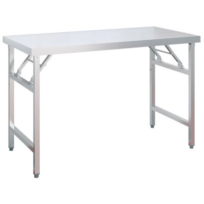 vidaXL Table de travail de cuisine avec étagère 120x60x145 cm Inox