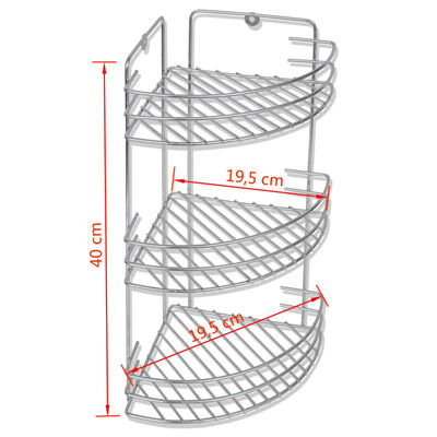 vidaXL Étagères d'angle de douche à trois niveaux 2 pièces en métal
